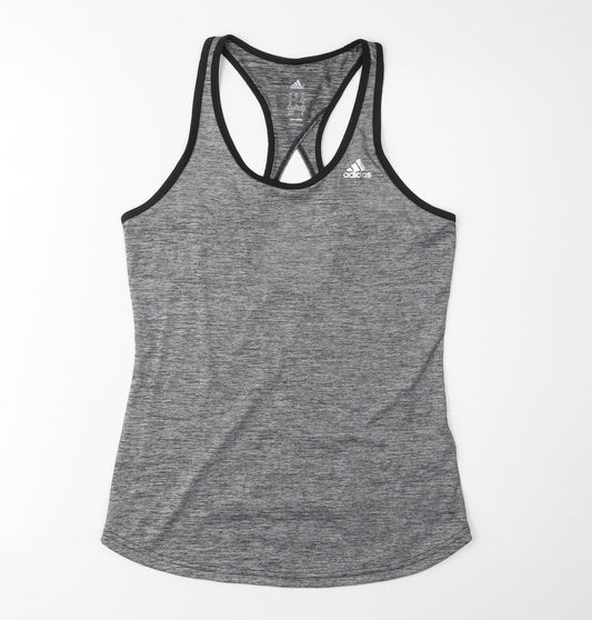 Additional front view of Adidas Women's Grey XS Racerback Tank - Breathable Activewear