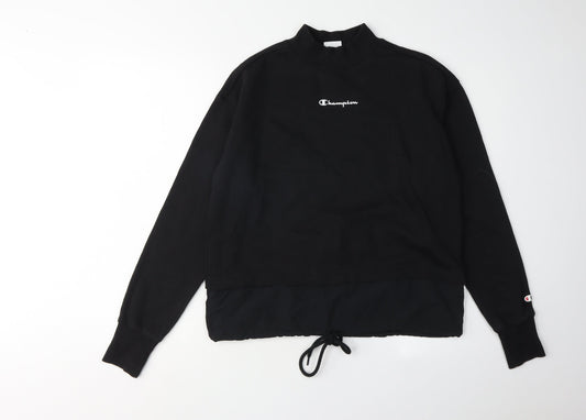 Champion Unisex Black Sweatshirt M, Mock Neck, Logo
