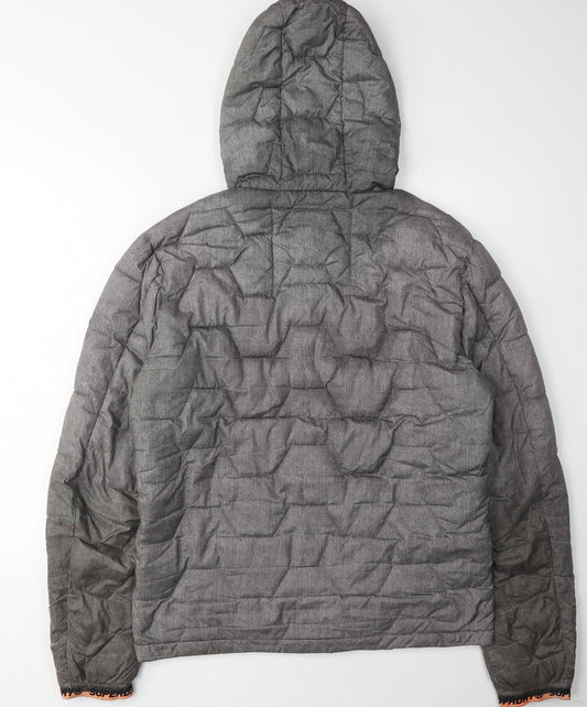 Superdry Men's Grey Puffer Jacket, M, Hooded Casual Coat