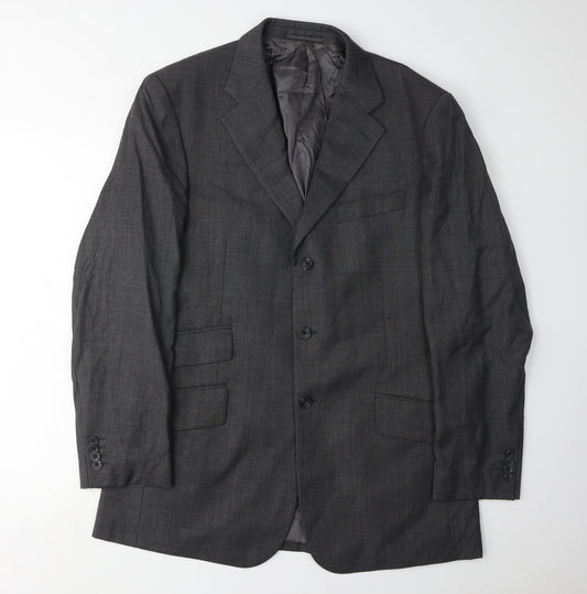 T.M. Lewin Men's Grey Plaid Suit Jacket Size 41R