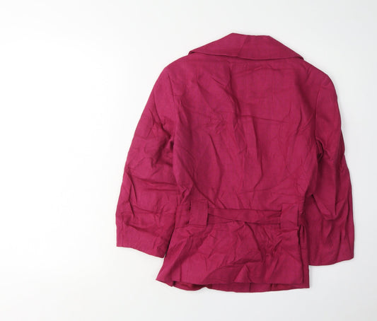 Laura Ashley Women's Pink Linen Blazer, Size S, Belted