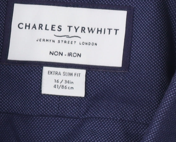 Charles Tyrwhitt Men's Blue Extra-Slim Fit Dress Shirt