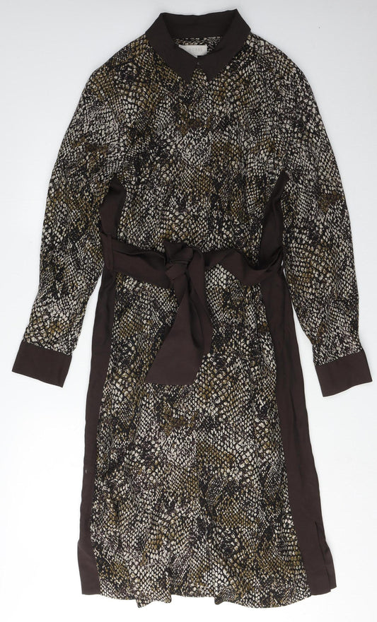 Hobbs Women's Multicoloured Animal Print Shirt Dress Size 14