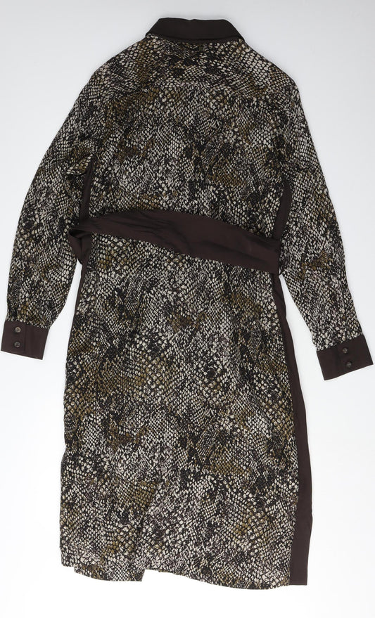 Hobbs Women's Multicoloured Animal Print Shirt Dress Size 14
