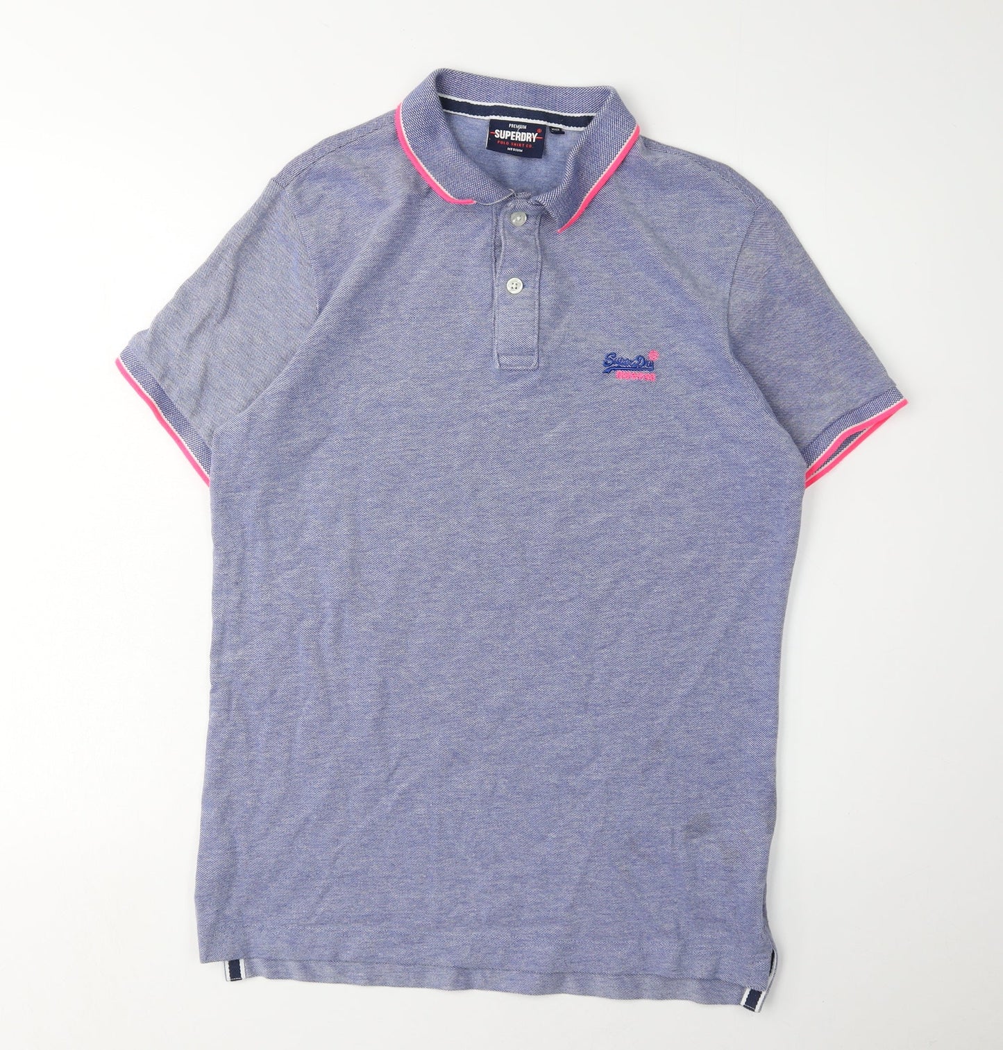 Superdry Men's Blue M Polo Shirt, Embroidered Logo, Cotton