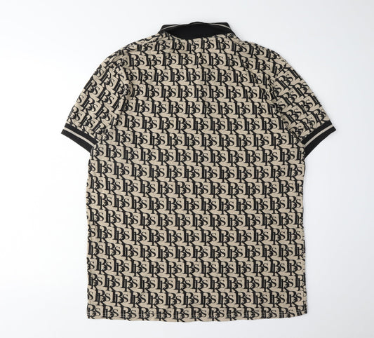 Black Squad Men Beige/Black Polo XL Slim Fit Cotton