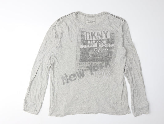 DKNY Men's Grey Graphic Long Sleeve T-Shirt