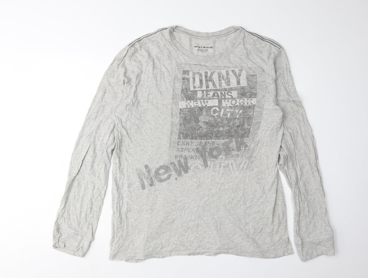 DKNY Men's Grey Graphic Long Sleeve T-Shirt