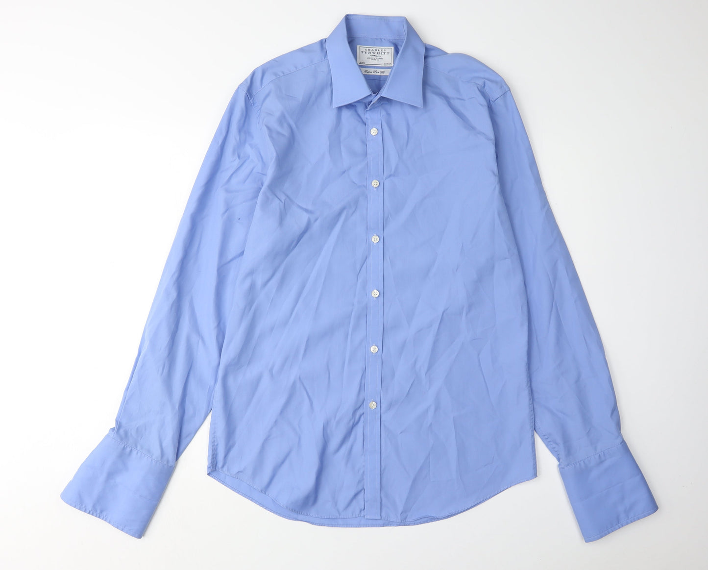 Charles Tyrwhitt Men's Blue Dress Shirt, Extra-Slim Fit