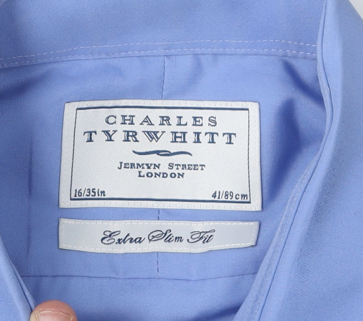 Charles Tyrwhitt Men's Blue Dress Shirt, Extra-Slim Fit