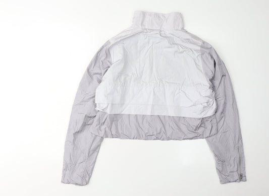 Adidas Women's Grey Cropped Nylon Basic Jacket Size 12