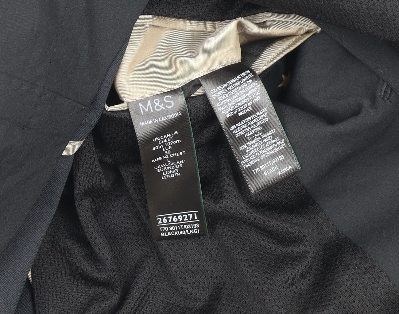 Marks and Spencer Men's Black Blazer, 40 Long, Formal