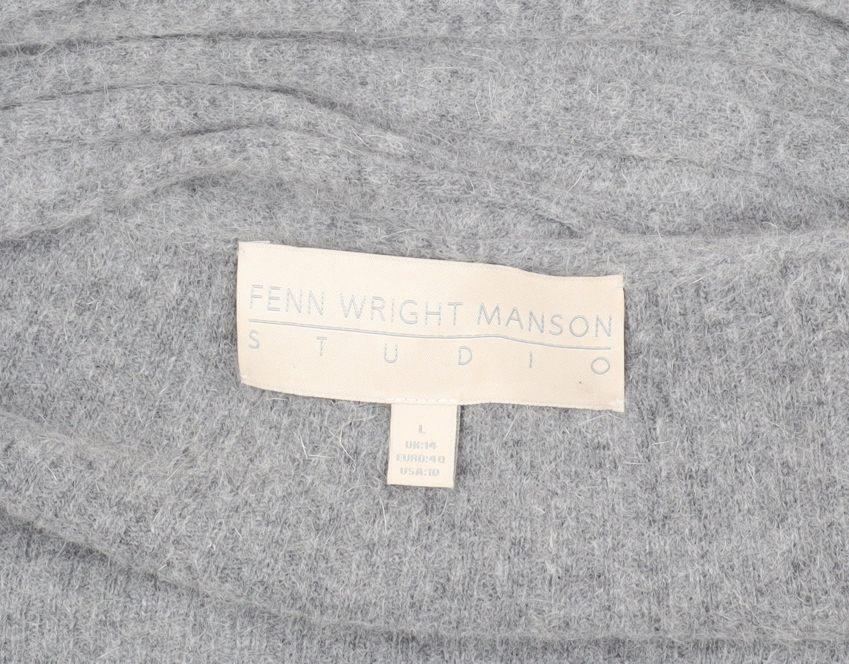 Fenn Wright Manson Women's Grey Open Front Cardigan, Size L, Angora Blend