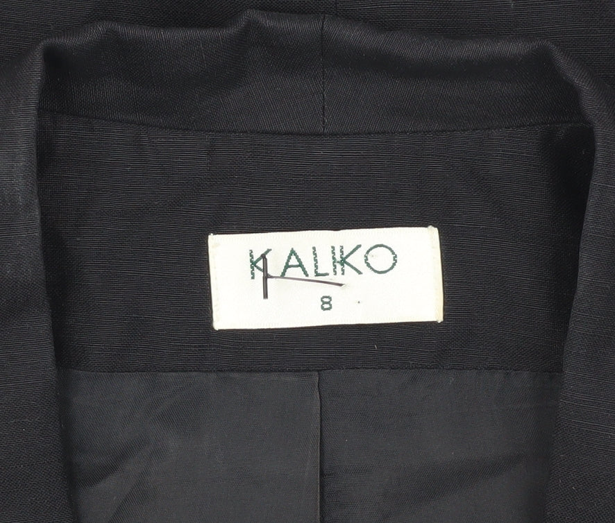 Close-up detail of Kaliko Women's Black Blazer, size 8, Classic Style