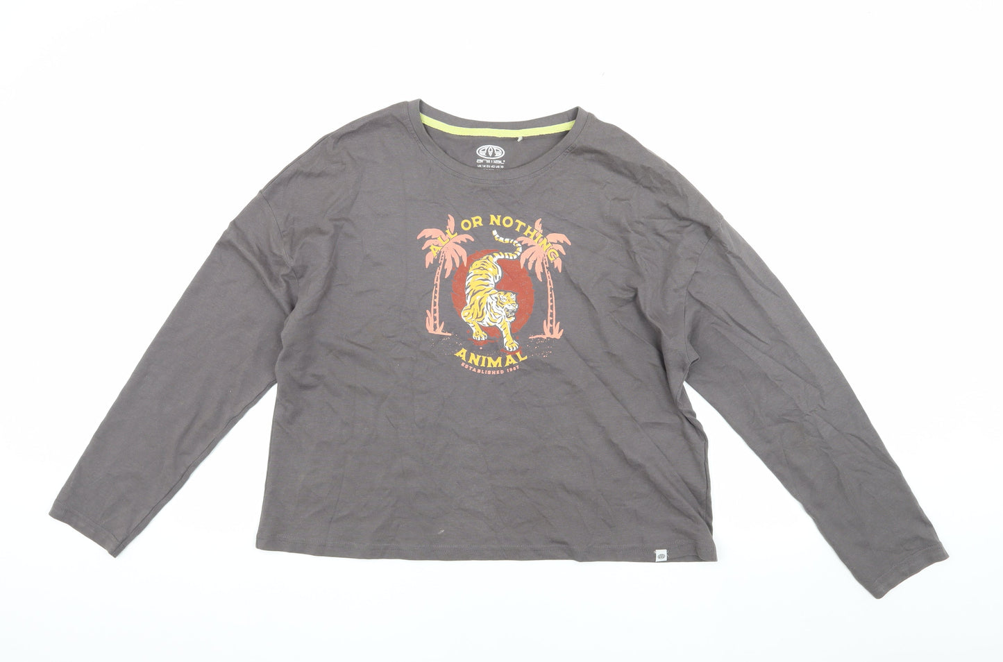 Animal Unisex Grey T-Shirt Size 14 Long Sleeve