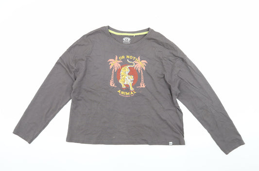 Animal Womens Grey T-Shirt Long Sleeve Size 14