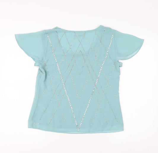 Womens UK Size 10 Jacques Vert Blue Polyester Blouse