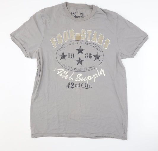 Lee Cooper Men's Grey Graphic Print T-Shirt L