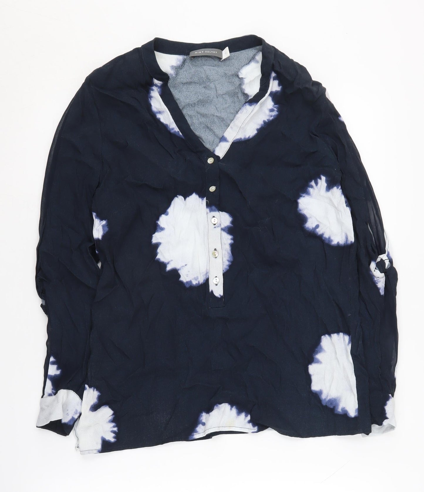 Mint Velvet Women's Blue Tie-Dye Long Sleeve Blouse