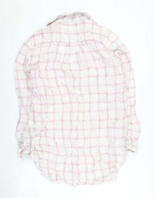 GAP Women’s Pink Check Linen Blouse - XS, Casual