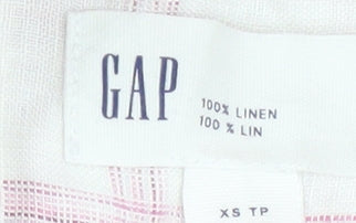 GAP Women’s Pink Check Linen Blouse - XS, Casual