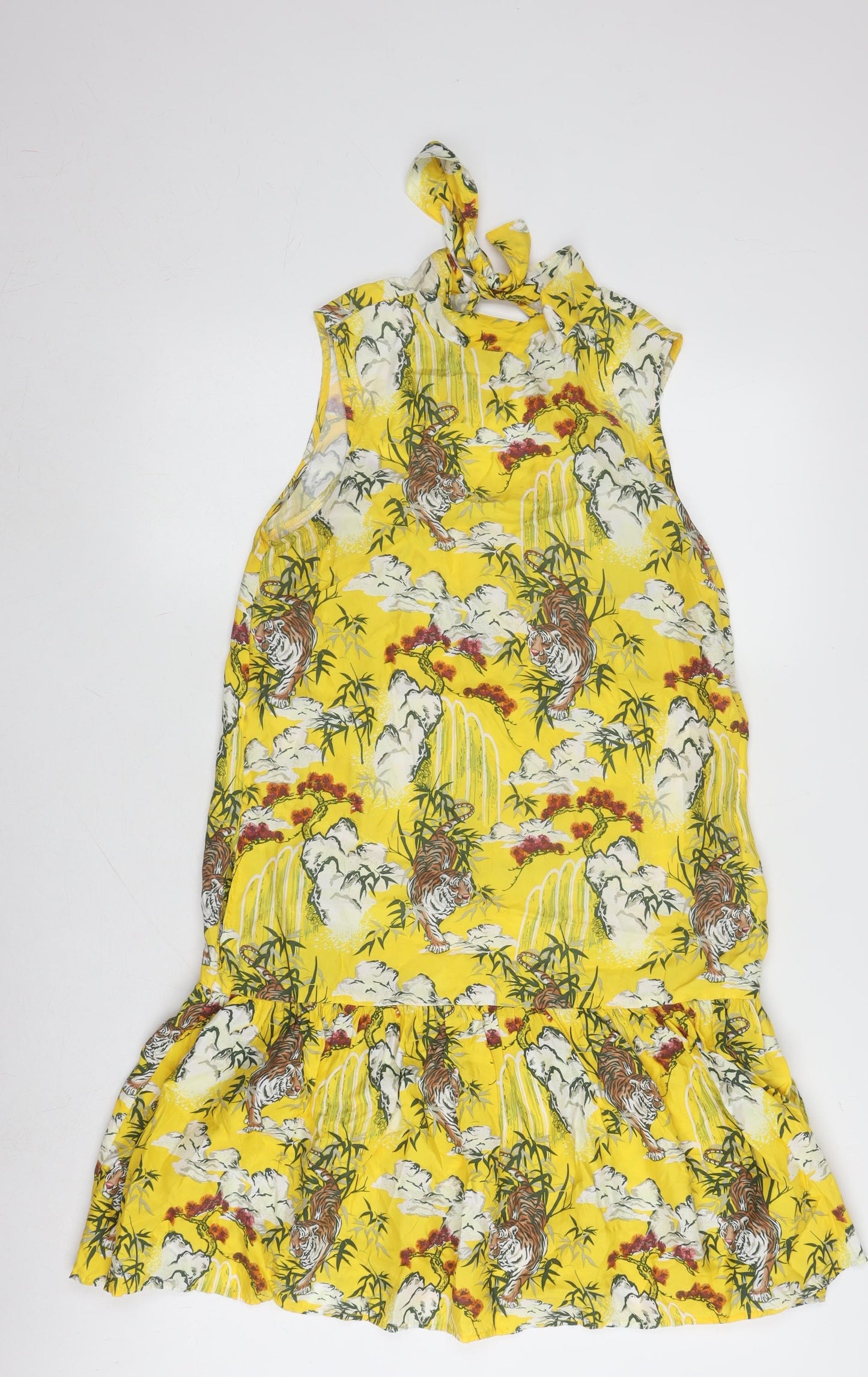 Superdry Yellow Tiger Print Dress, Size 8, Women's Sleeveless