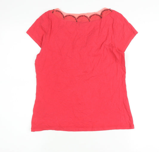 Boden Women's Red Blouse, Size 10, Beaded Accents