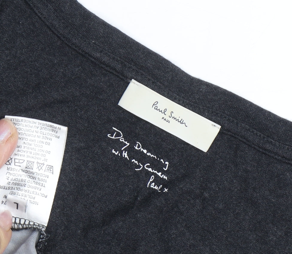 Paul Smith Women's Black Floral Jersey T-Shirt L