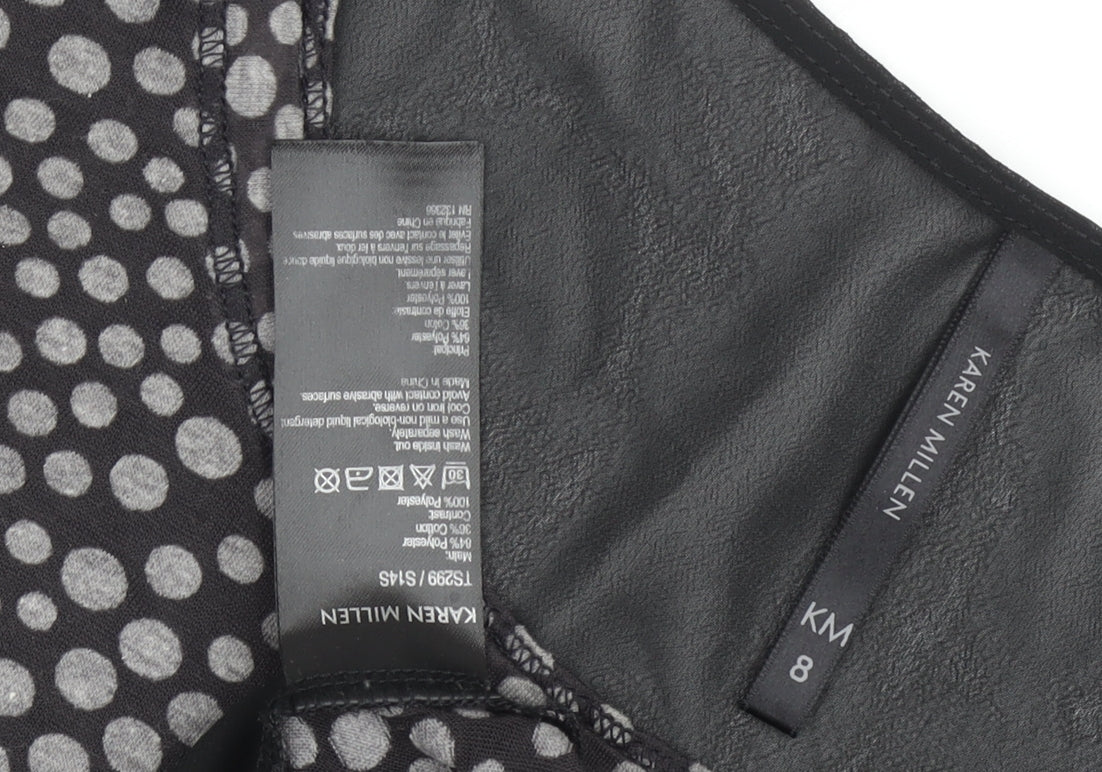 Karen Millen Women's Black Polka Dot T-Shirt, Size 8