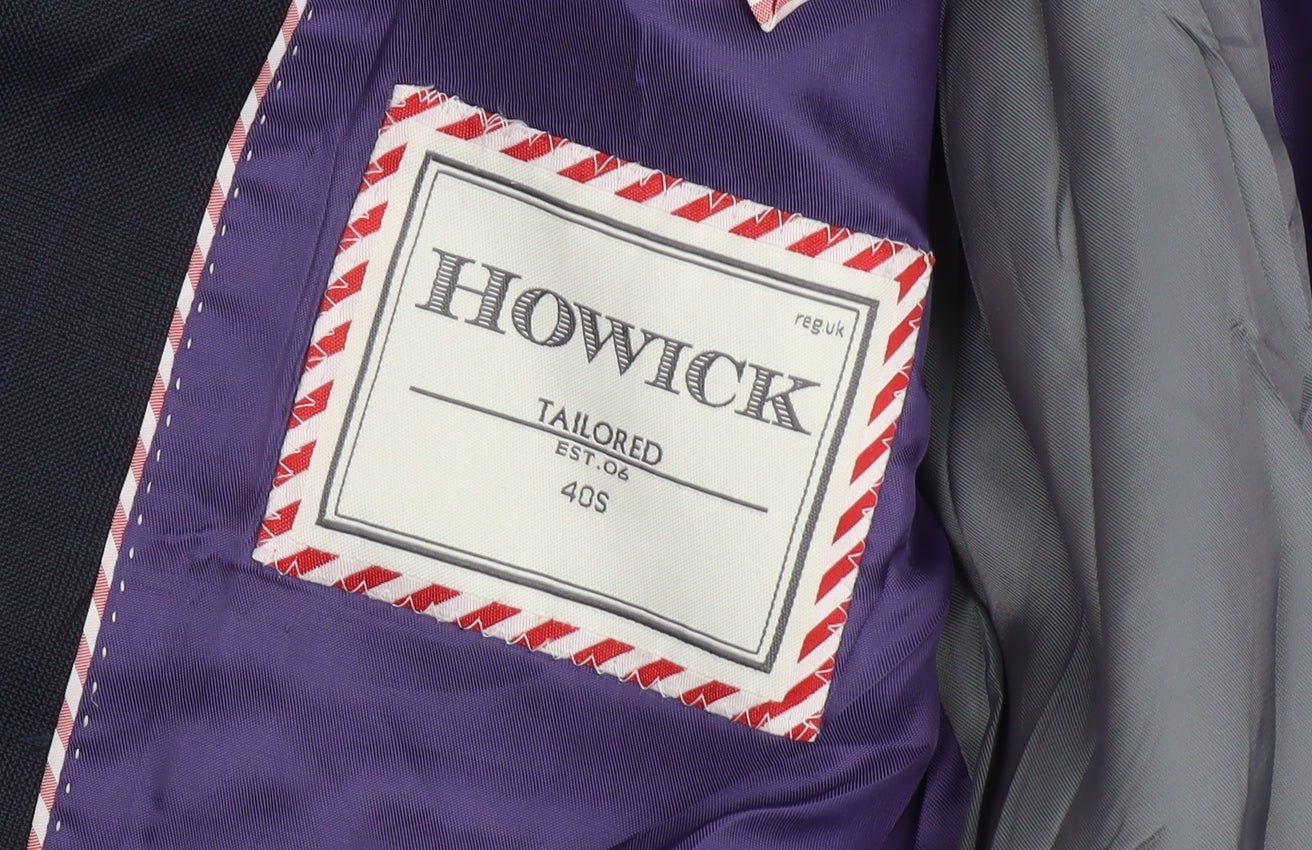 Howick Men's Blue Wool Blazer, 40S, Single-Breasted