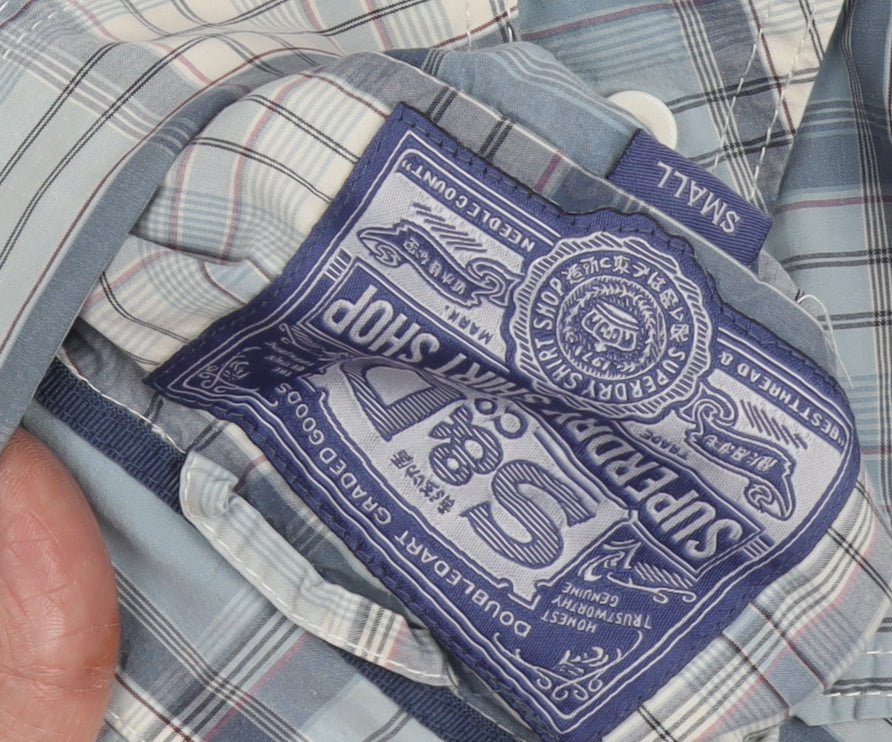 Superdry Men's Blue Plaid Button-Up Shirt S