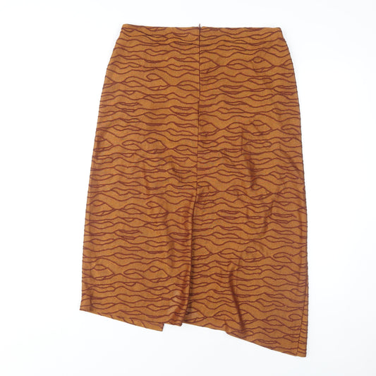 Zara Women's Brown Geometric Midi Skirt Size L