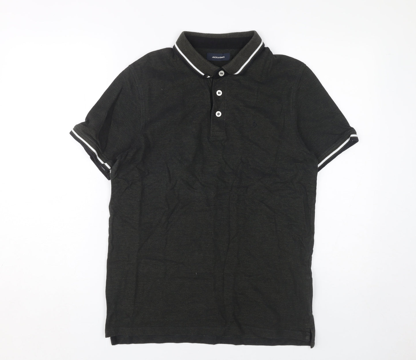 Jack & Jones Men's Black Polo Shirt, Size L, Casual Style