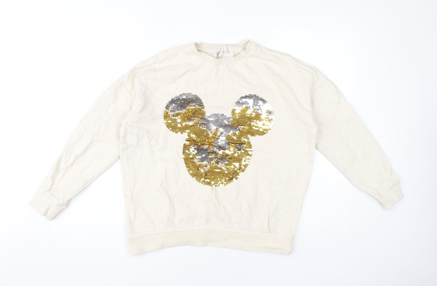 Disney Women's Ivory Sequin Sweatshirt Size 10