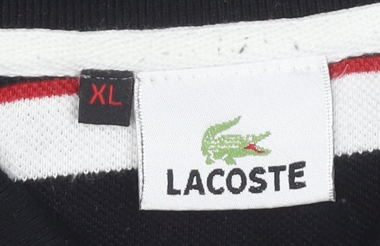 Lacoste Men's XL Black Striped Polo Shirt