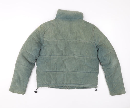 Hollister Women's Green Corduroy Puffer Jacket S