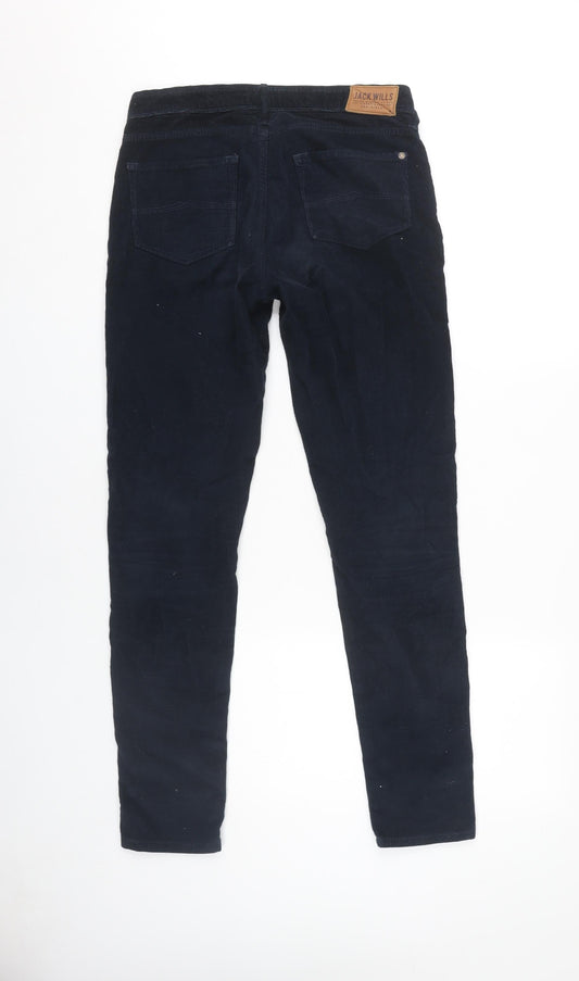 Jack Wills Women's Blue Corduroy Skinny Trousers Size 10