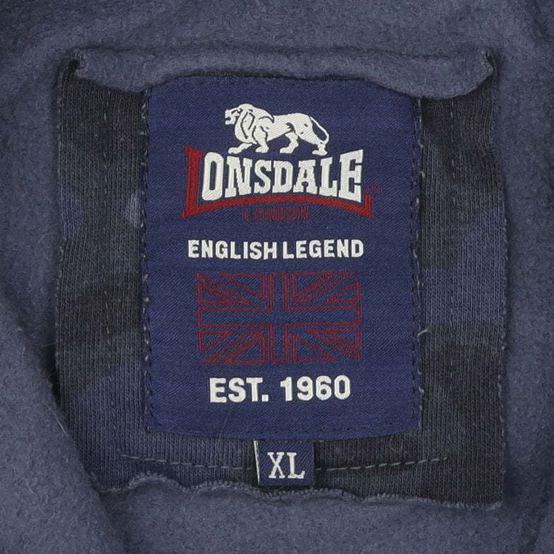 Lonsdale Men's Blue Camouflage XL Full Zip Hoodie