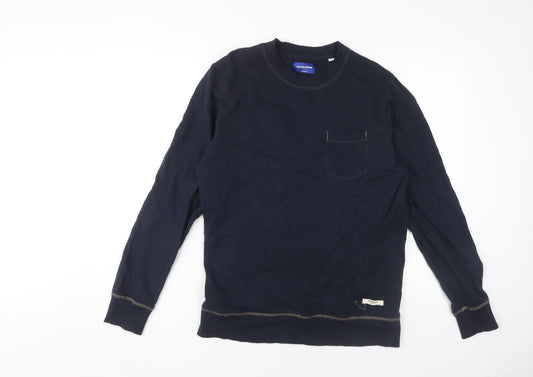 Jack & Jones Men's Blue Long Sleeve Crew Neck T-Shirt