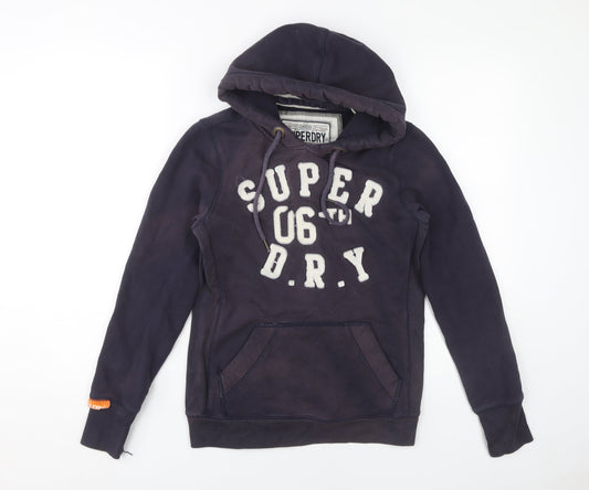 Superdry Women's Purple Hoodie, Size S, Cotton Blend, Logo