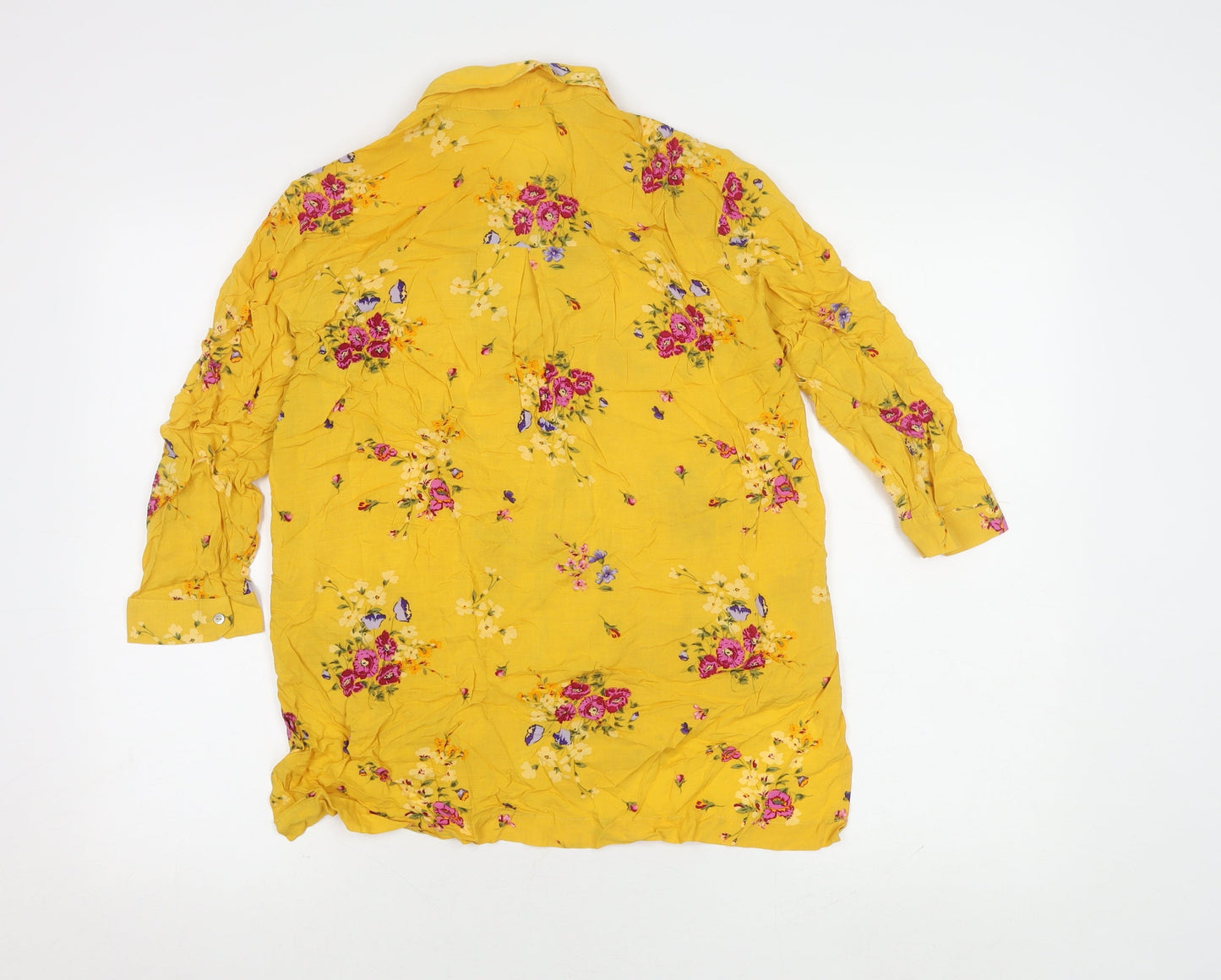 Stradivarius Women's Yellow Floral Blouse Size 12