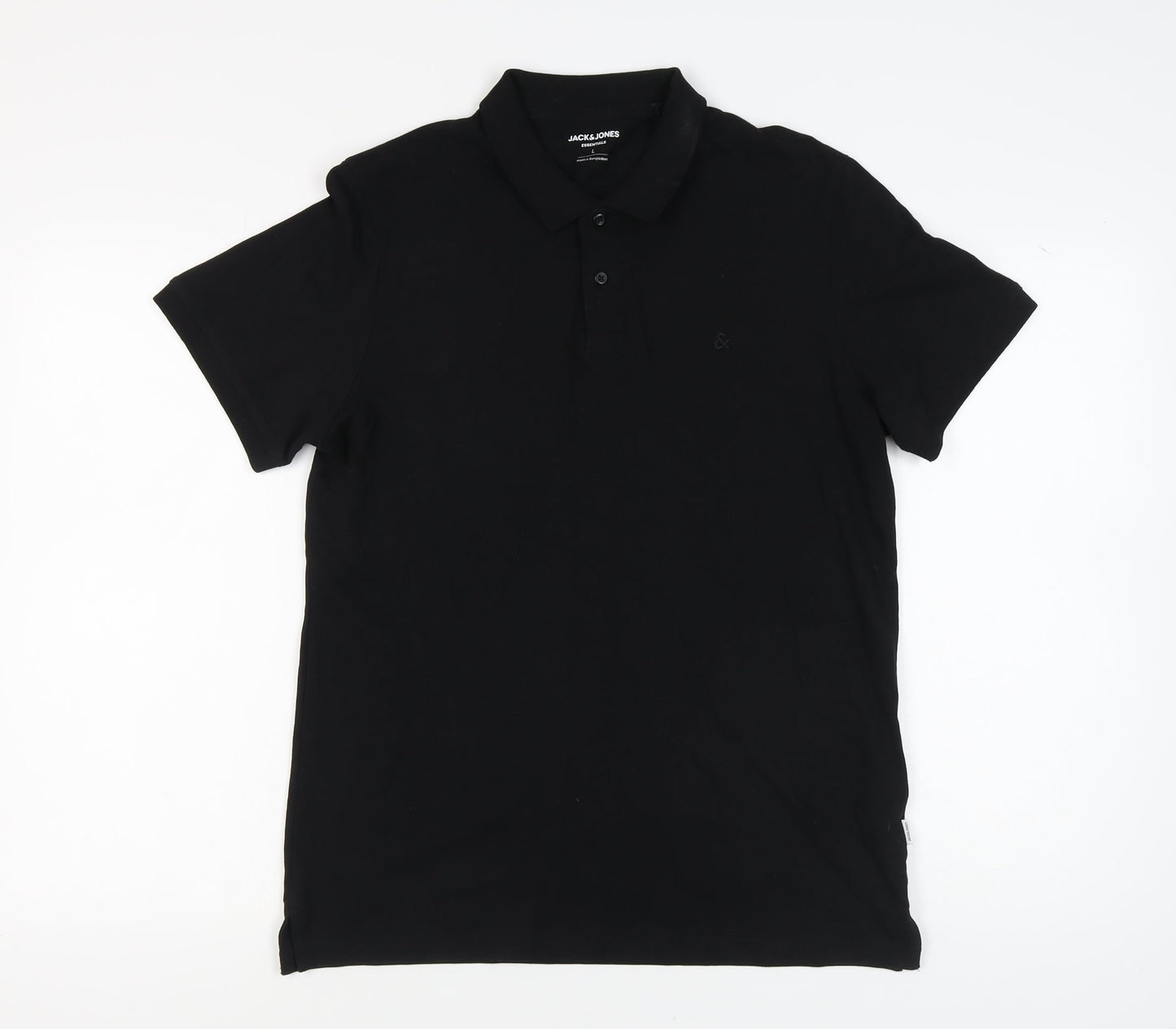 Jack & Jones Men's Black Polo Shirt L - Casual Solid Cotton