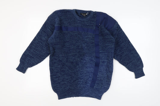 Champion Men's L Blue Chunky-Knit Pullover Jumper