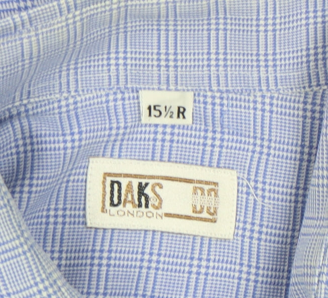 Daks Men's Blue Check Dress Shirt 15.5 Long Sleeve