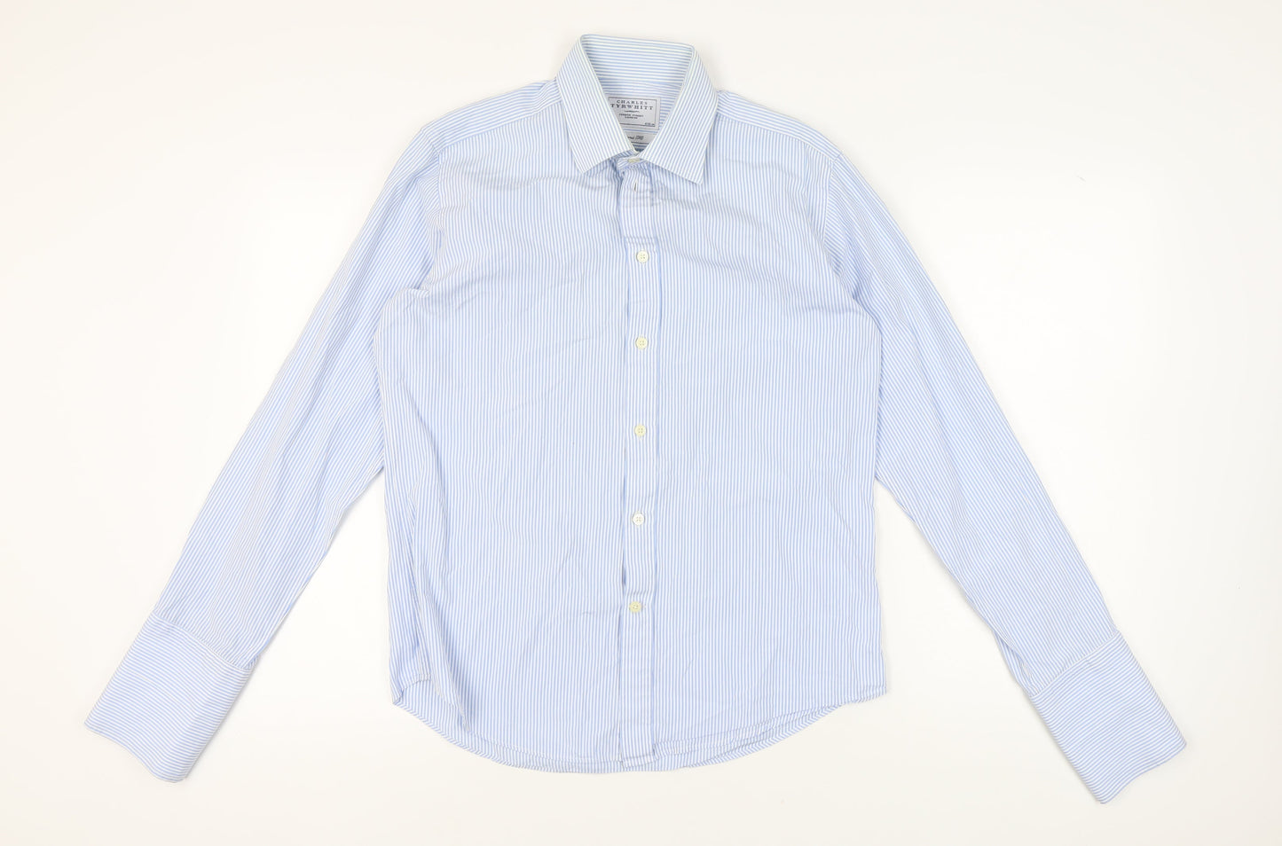 Charles Tyrwhitt Men's Blue Striped Dress Shirt - 16