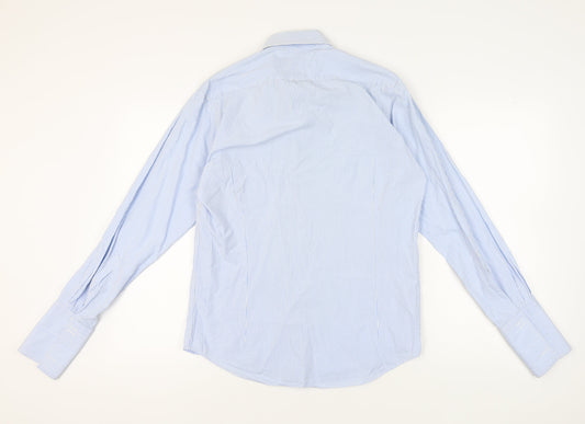 Charles Tyrwhitt Men's Blue Striped Dress Shirt - 16