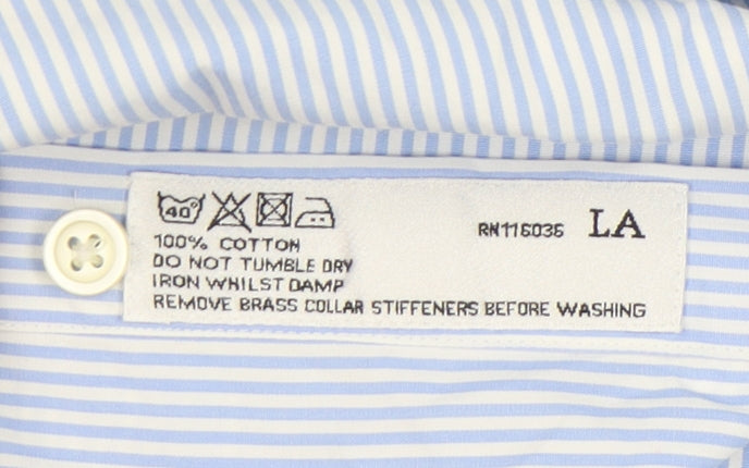 Charles Tyrwhitt Men's Blue Striped Dress Shirt - 16