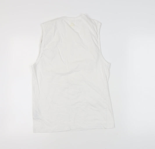 Unisex Adultss UK Size XL Lonsdale White Cotton Blend Tank