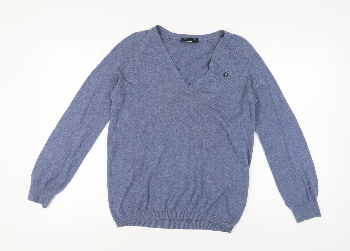 Fred Perry Women's Blue V-Neck Pullover Jumper