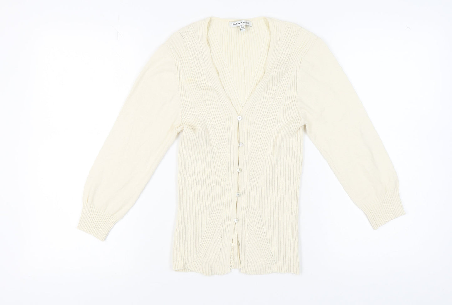 Laura Ashley Ivory Women's V-Neck Cardigan Size 14